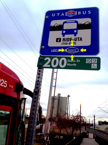 Image of UTA Bus Stop Sign with Ride Time logo