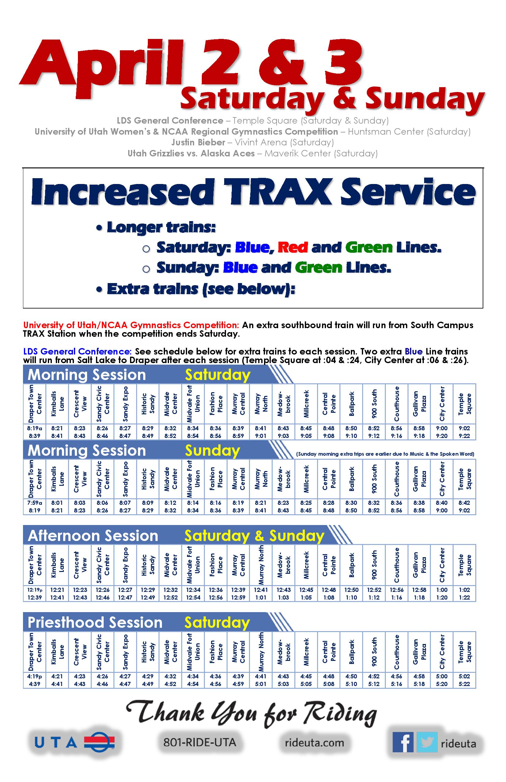 Ride UTA to LDS General Conference