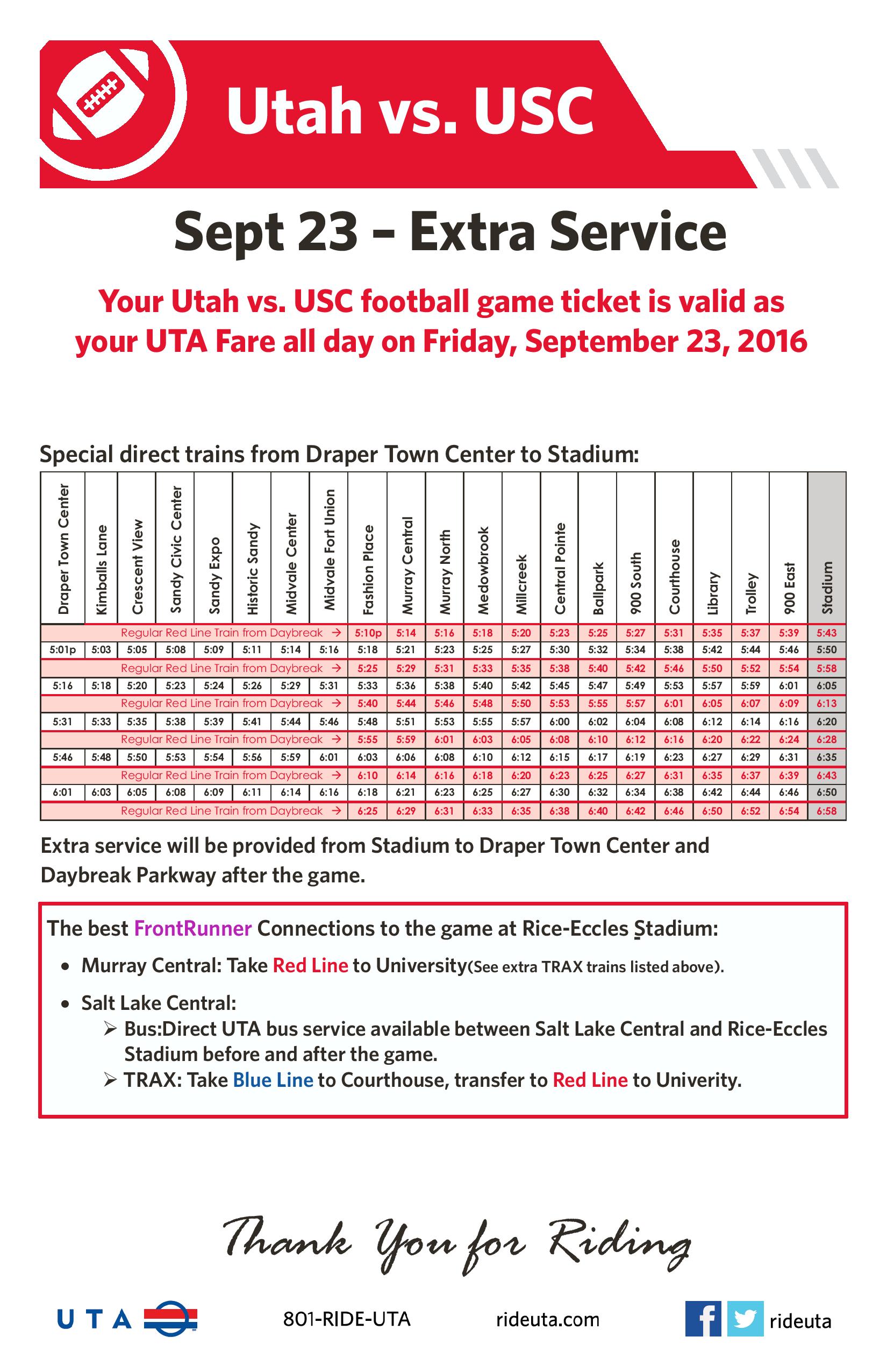 Your Ticket is Your Fare to USC vs Utah