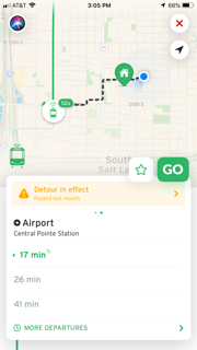 Transit app screen shot Alert